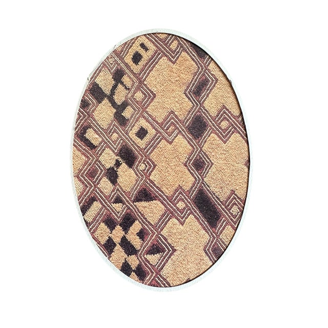 African Vintage Framed African Kuba-Style Raffia Textile Wall Art in Brass Frame For Sale - Image 3 of 5