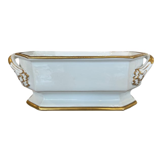 19th Century European Porcelain Jardiniere With Gilding For Sale