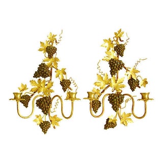 Mid-Century Italian Grape Candle Sconces - Pair For Sale