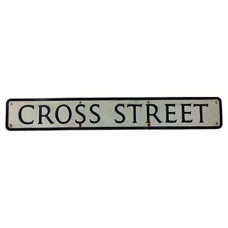 English Metal "Cross Street" Street Sign For Sale