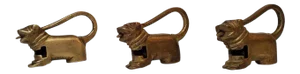 Miniature Chinese Brass Dog Figure Locks - Set of 3