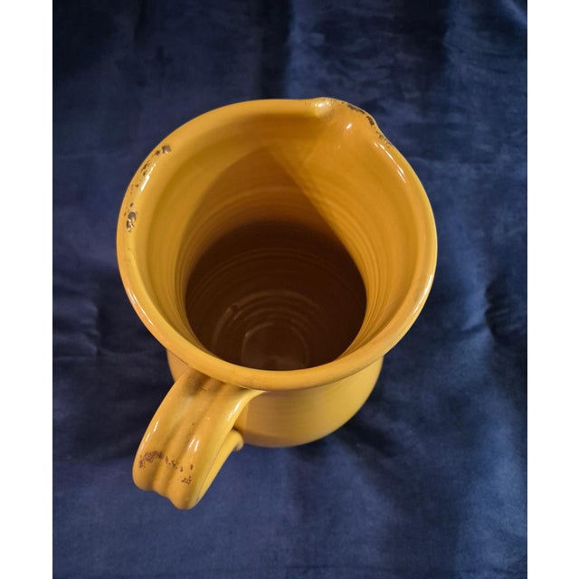 Late 20th Century Hand-Made Italian Glazed Ceramic Pitcher in Ochre Yellow For Sale - Image 4 of 8