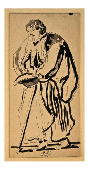 Philosopher - Original China Ink drawing by E. Berman - 1940 ca. 1940 ca.