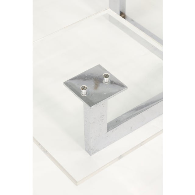 Plastic Large Staggered Lucite Tray and Chrome Table Lamp For Sale - Image 7 of 7