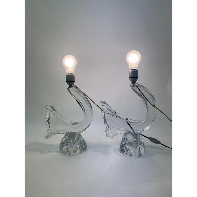 Vintage French Table Lamps in Crystal from Daum, 1950s, Set of 2 For Sale - Image 3 of 7