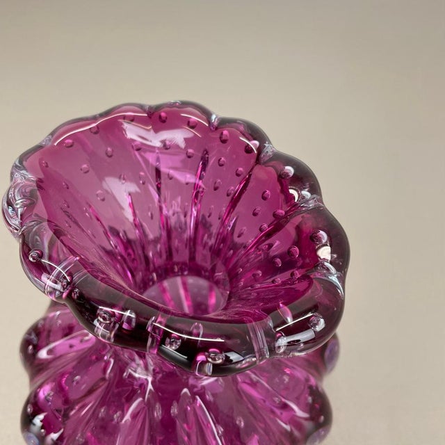 Cordonato Doro Vase in Pink Murano Glass from Barovier and Toso, Italy, 1970s For Sale - Image 12 of 18