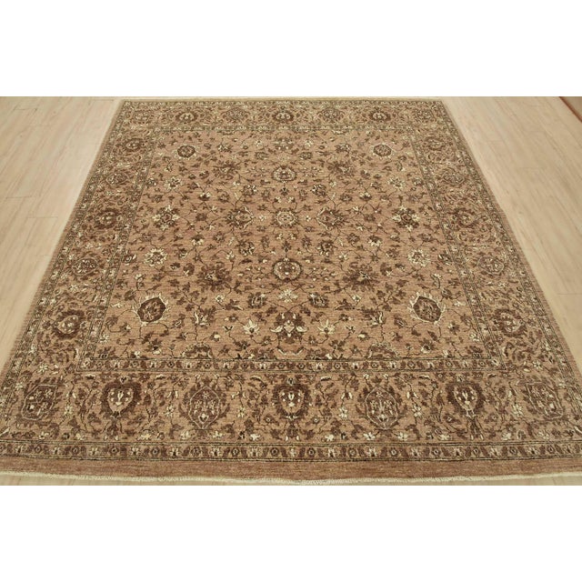 Farmhouse Ziegler Rug 8′ X 8’3” Brown Wool Traditional Hand-Knotted Oriental Carpet For Sale - Image 3 of 15