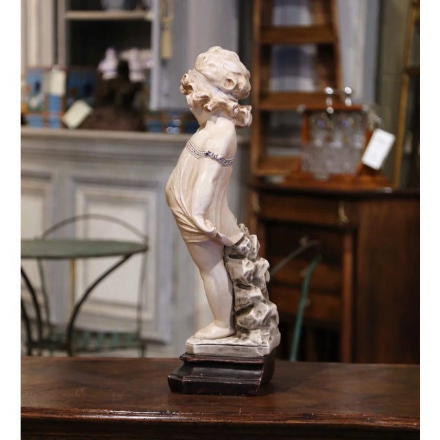Figurative 19th Century French Polychrome Plaster Figure of a Child After Donatello For Sale - Image 3 of 10
