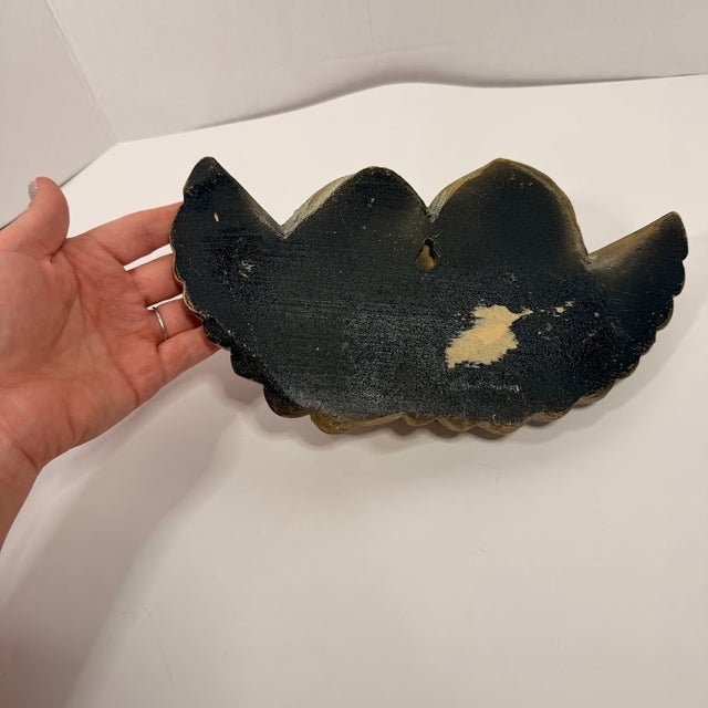 Vintage Gold Cherub Angel Wall Plaque Double Winged Putti Relief Sculpture 10in For Sale - Image 9 of 13