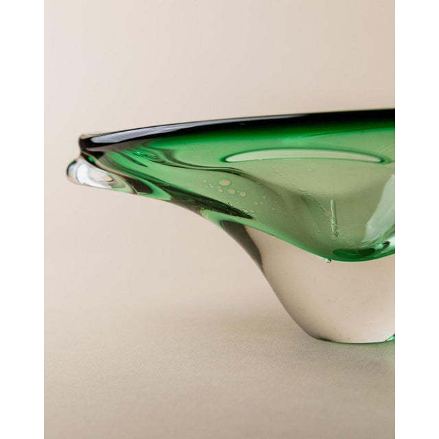 Vintage Organic-Shaped Green Murano Glass Bowl, Italy, 1970s For Sale - Image 9 of 13