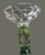 Elegant Pair Bohemian Crystal Green 3-Tone Candlesticks For Sale - Image 4 of 8