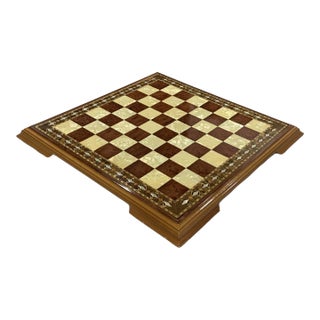 Mother‑of‑Pearl & Hardwood Inlay Chess Board 19” – Handcrafted Marquetry Game Board - Pieces Not Included. See Pics! For Sale