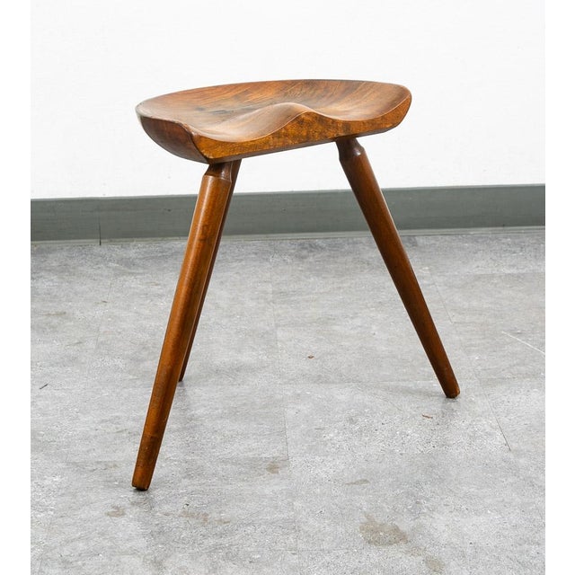 3 leg milking stool in solid wood. Recently imported from Denmark. Great in any Scandinavian design space.