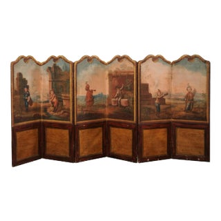 19th Century French Hand-Painted Folding Screen For Sale