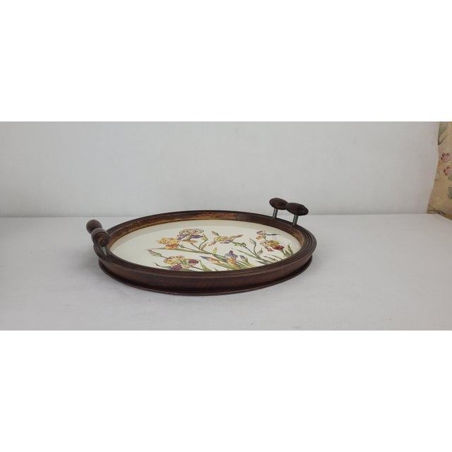 Art Nouveau Sarreguemines earthenware tray Width 37.5 cm Diameter 36 cm I disassembled the earthenware section to...