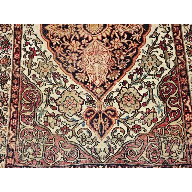 Antique Kerman Lavar Area Rug, Floral Design, Wool, 1880s For Sale - Image 9 of 12