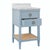 Contemporary Matthew Izzo Home Cutler 24” Light Blue Two Drawer Single Porcelain Sink Vanity With Open Cane Shelf and Brass Hardware For Sale - Image 3 of 10