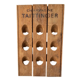 Vintage Wooden Champagne Riddling Rack With Taittinger Lettering For Sale
