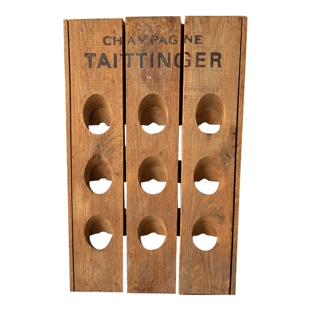 Vintage Wooden Champagne Riddling Rack With Taittinger Lettering For Sale