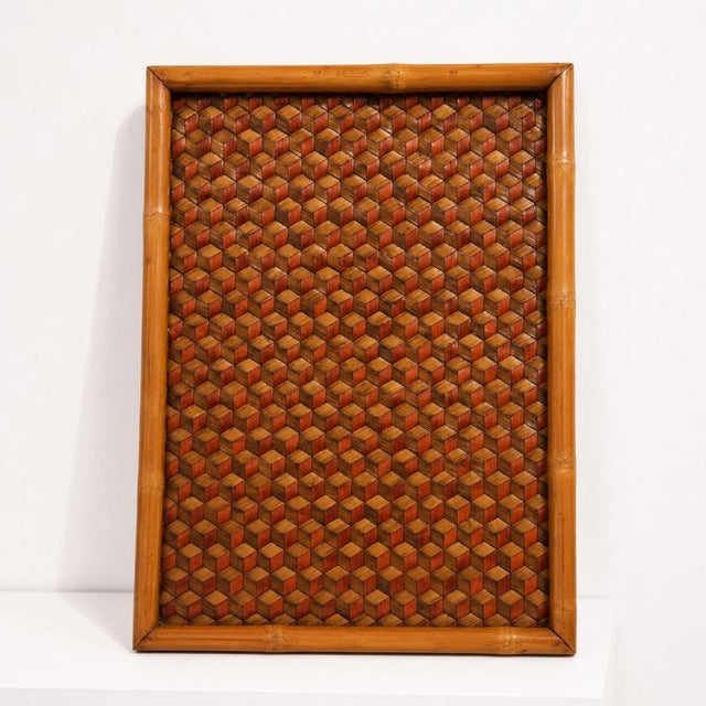 Vintage Chinese Woven Bamboo Tray, 1970s For Sale - Image 3 of 9