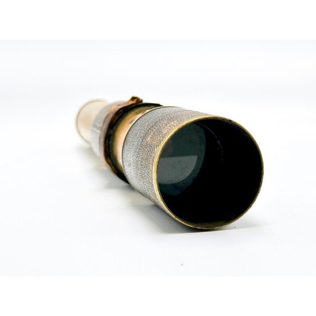 19th Century French Nautical Leather Bound Brass Telescope For Sale - Image 6 of 14