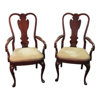 Pennsylvania House Pair of Solid Cherry Arm Dining Chairs For Sale