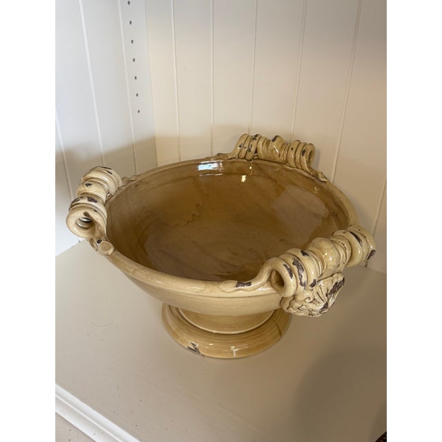 Late 20th Century Large Handcrafted Ceramic Pedestal Compote For Sale - Image 14 of 16