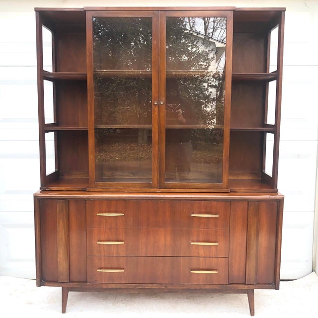MidCentury Modern Sideboard With Hutch Top Chairish
