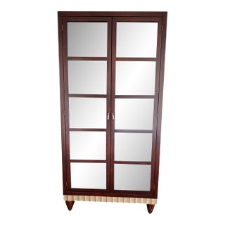 Designer Curio Cabinet From Chicago Merchandise Mart – Glass & Wood Display With Lighting For Sale