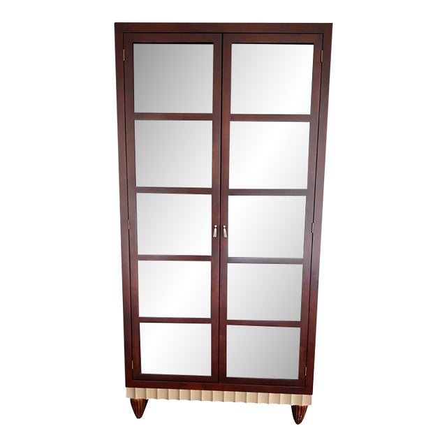 Designer Curio Cabinet From Chicago Merchandise Mart – Glass & Wood Display With Lighting For Sale
