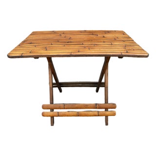 1950s Mid-Century Split Bamboo Folding Table For Sale