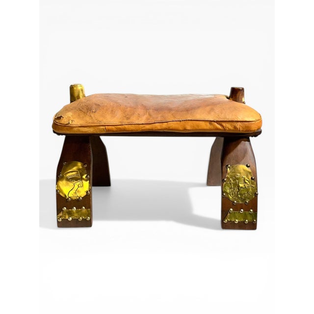 An authentic vintage piece from the 1960s, this Egyptian camel stool combines traditional craftsmanship with decorative...