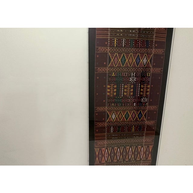 1900 - 1909 Monumental Framed in Lucite Antique Textile From Afganistan For Sale - Image 5 of 10