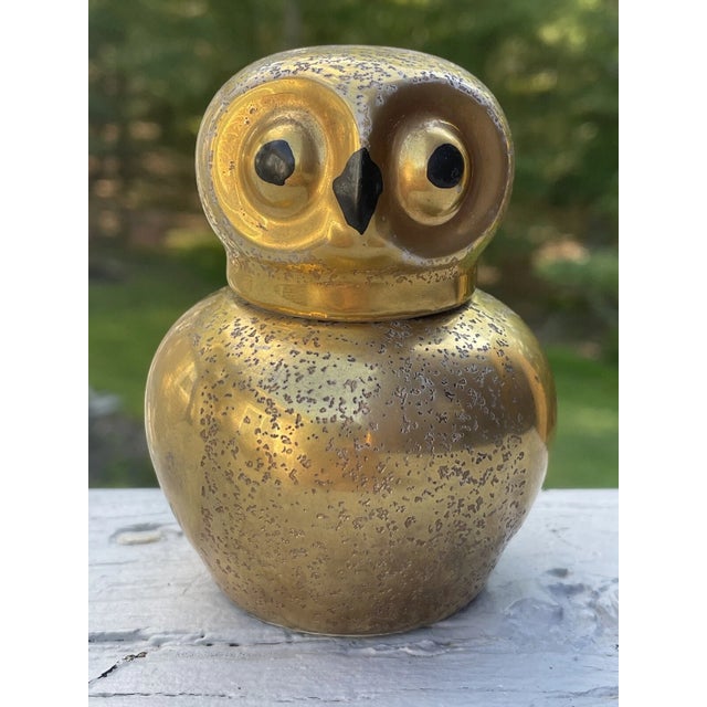 Rare Antique Art Deco Japanese Noritake Porcelain Figural Owl Inkwell Gilt For Sale - Image 11 of 12