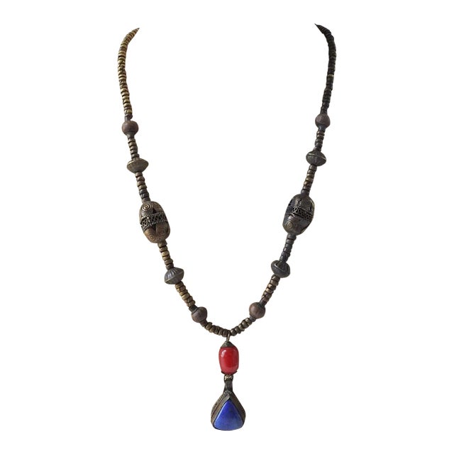Vintage Tribal Lapis & Carnelian Necklace For Sale