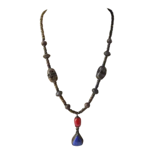 Vintage Tribal Lapis & Carnelian Necklace