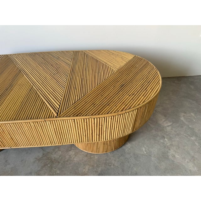 Chic Organic Modern Pencil Reed Rattan Oval Coffee Table | Chairish