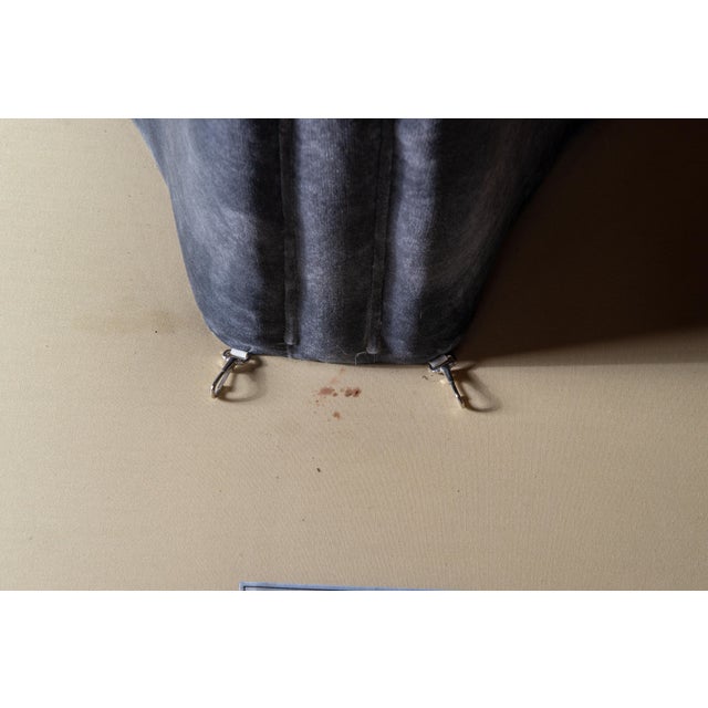 French Dark Grey Velvet Bourne, Round Sofa For Sale - Image 3 of 12