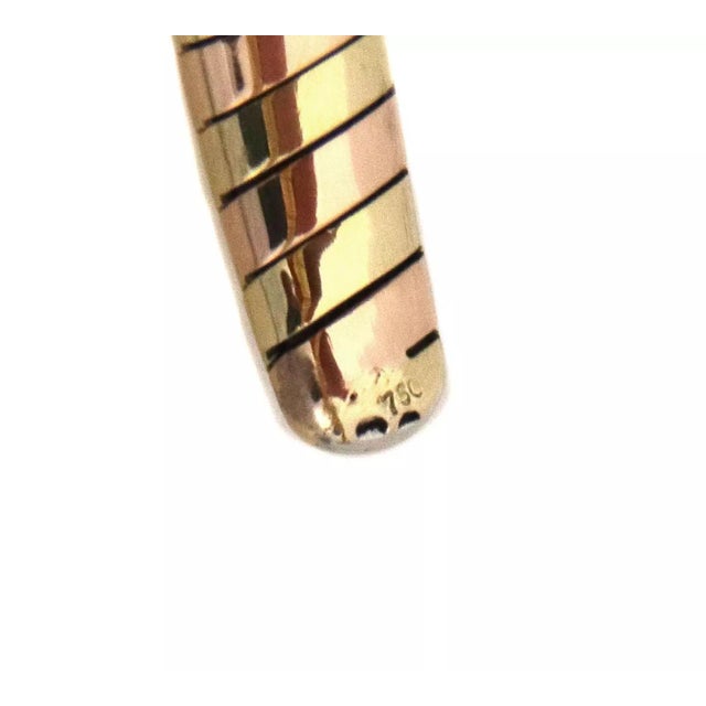 1990s Diamond Ruby Sapphire Bracelet 18k Rose Yellow Gold Tubogas Flex Cuff For Sale - Image 5 of 5