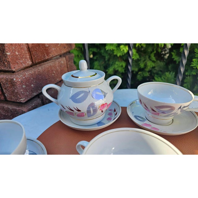 Vintage Porcelain Coffee Set from Riga Porcelain Factory, 1960s, Set of 10 For Sale - Image 6 of 9