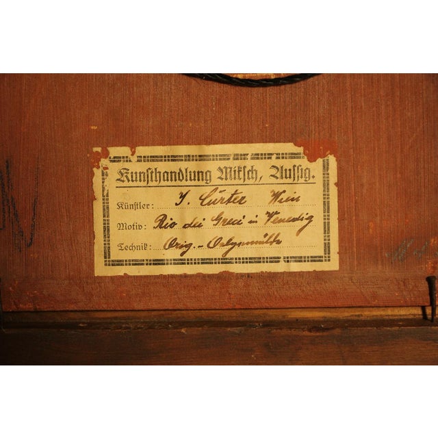 J. Curter, Venetian Canal Scene, Early 20th Century, Oil on Wood, Framed For Sale - Image 7 of 9