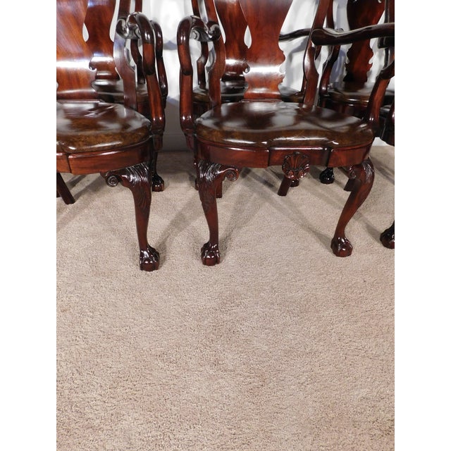 Set of 10 Kindel Winterthur Mahogany Queen Anne Ball Claw Dining Arm Chairs For Sale - Image 10 of 17