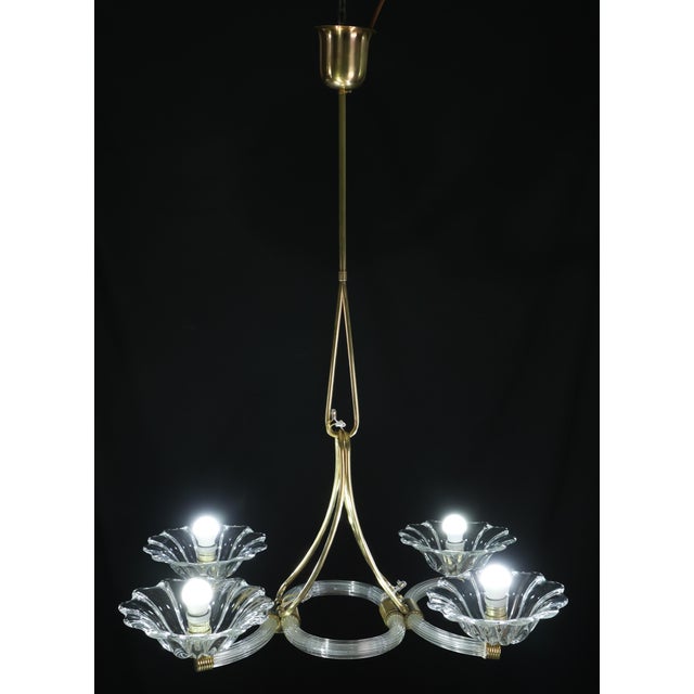 Extraordinary Art Deco Murano Glass and Bras Chandelier by Barovier E Toso, 1950 For Sale - Image 14 of 18