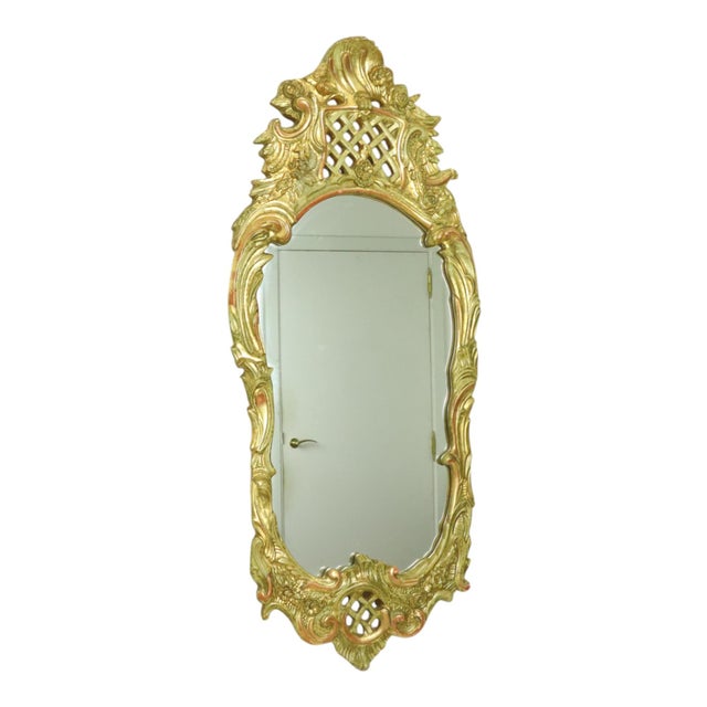Baroque Large Swedish Rococo Style Gold Leaf-Gilded Mirror For Sale - Image 3 of 18