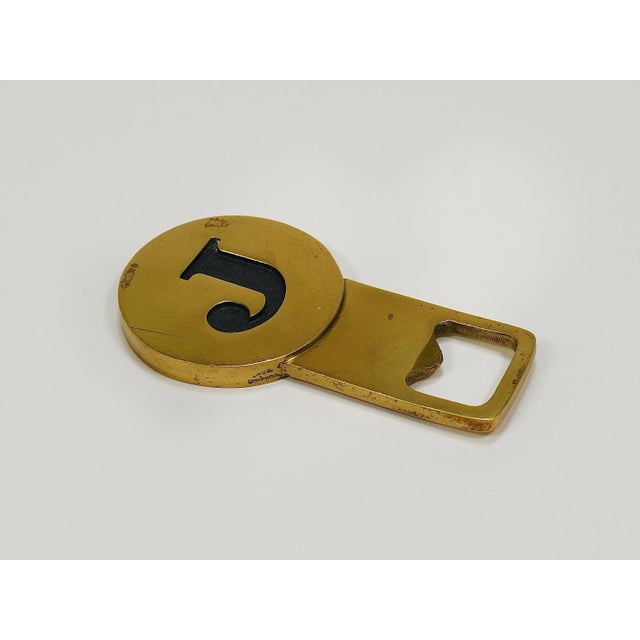 Letter J Initials Brass Bottle Opener #4919 attributed to Carl Auböck, Vienna, 1960s For Sale - Image 14 of 18