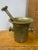 19th Century French Bronze Mortar with Original Pestle Bowl = 6.5” Diameter With Handles = 7” Diameter Pestle = 9.5”L x...