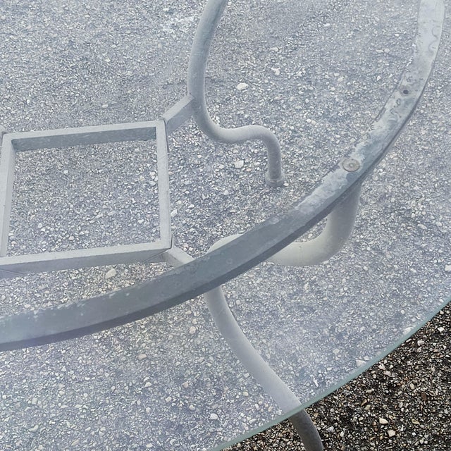 Glass Iron Outdoor Table with Round Glass Top, 1990s For Sale - Image 7 of 18