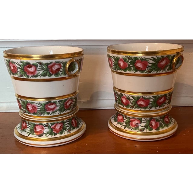 Antique 18th Century French Louis XVI Queen's Factory Paris Porcelain Cachepots or Orchid Flower Pots - A Pair For Sale - Image 12 of 15