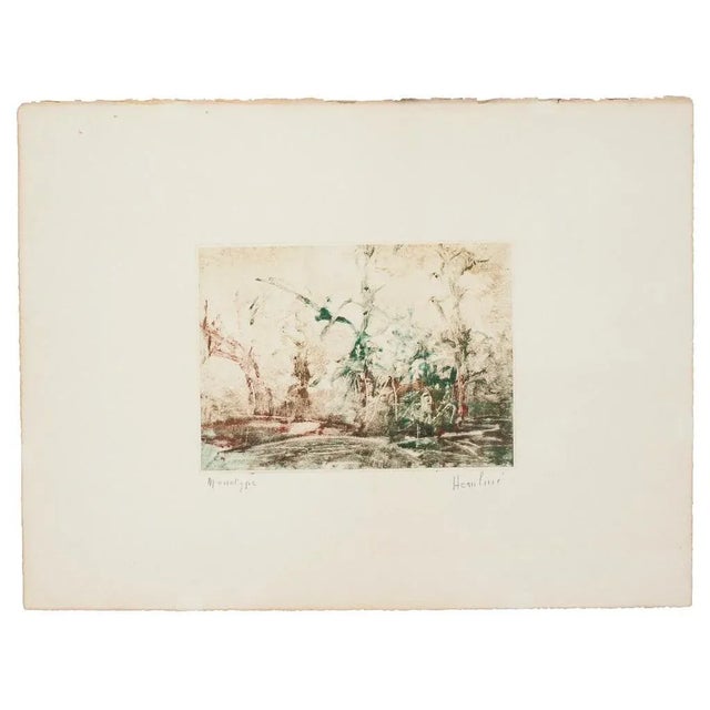 Composition is a beautiful monotype realized by an artist of the XX century. In very good condition. Hand signed...