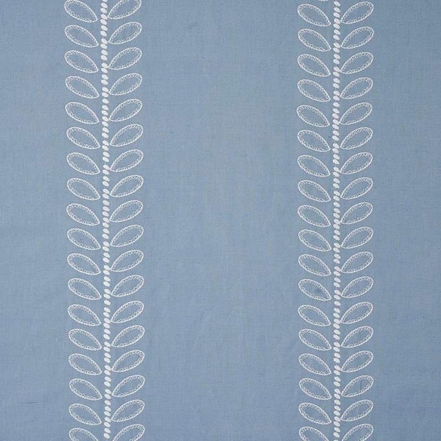Sample - Schumacher Camile Embroidery Fabric in Sky For Sale